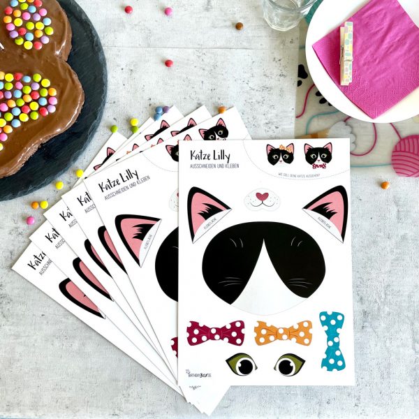 Bastelbogen Katzen geburtstag