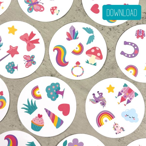 Einhorn-Match Spiel (wie Dobble)